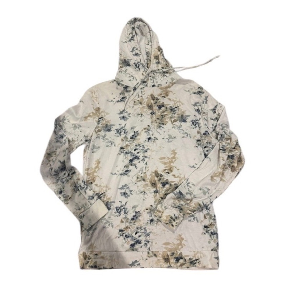 Denim & Flower small Floral Hoodie in Cream and Blue‎